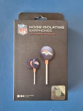 NFL Noise-Isolating Earphones in Navy and Orange
